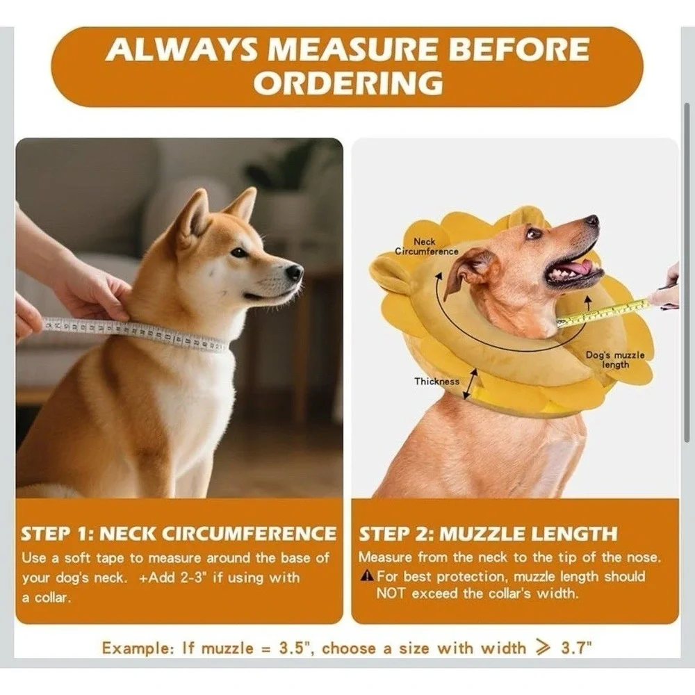 Soft Recovery Inflatable Dog Collar Medium Brown Lion Costume Ieuumler